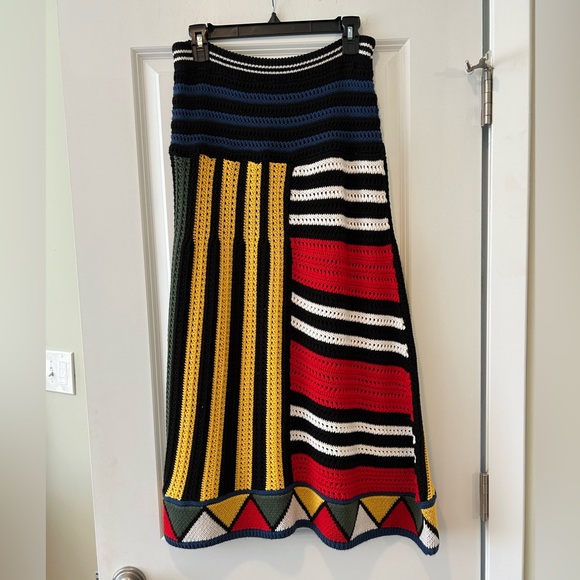 FARM Rio Dresses & Skirts - Anthropologie Black, Red, Yellow & Navy Crochet A-Line Maxi Skirt